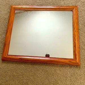Solid oak frame etched mirror, 19x23